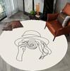 Minimalist Lines Pattern Round Rug Modern Black Line Camera Design Soft Non-slip Carpet Living Room Bedroom Decor Floor Mat