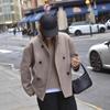 Damen Wollmantel für Herbst und Winter, Kurze Jacke mit Reverskragen, Lässiger Eleganter Britischer Stil, Vielseitige Oberbekleidung, Große Größen
