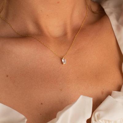 St. Delan European Fashion Mini Zircon Square Pendant Necklace