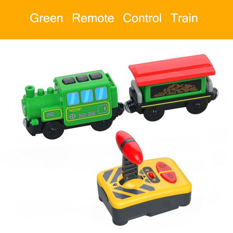 Wooden RC Train Railway Accessories Remote Control Electric Train Magnetic Rail Car Fit For All Brands Train Track Toys For Kids