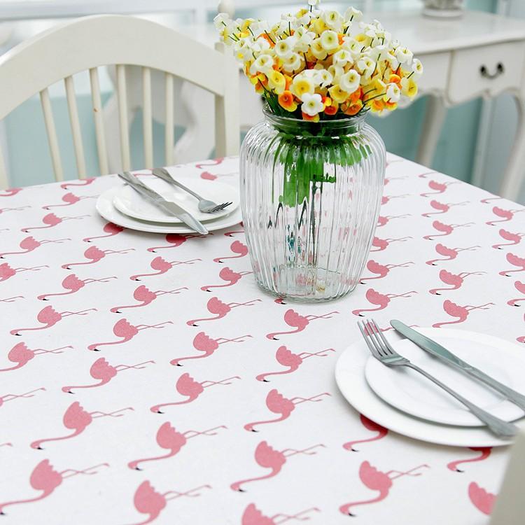 Cartoon Polyester Cotton Imitation Linen Small Fresh Flamingo Printed Tablecloth Coffee Table Tablecloth