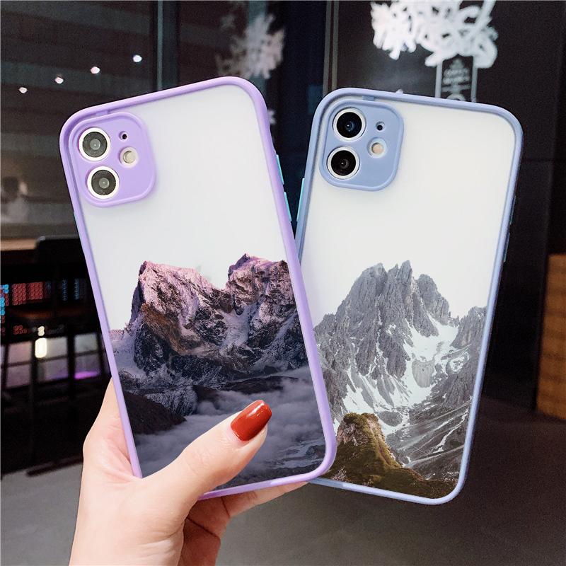 Aesthetic Snow Mountain Painting Phone Case for iPhone 7 8 Plus SE2 X XR XS MAX 15 14 12 13 mini 11 Pro Max Shockproof Cover