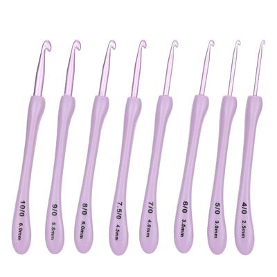 8Pcs Ergonomic Handle Knitting Needle Set Aluminum Alloy Crochet Kit  For Arthritic Hands
