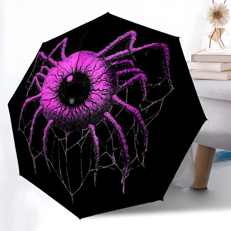 1pc Eye Spider Automatic Folding Umbrella, Lightweight Retractable Compact Travel Umbrella, 8-Rib Sturdy Frame, Fine Outdoor Umbrella120