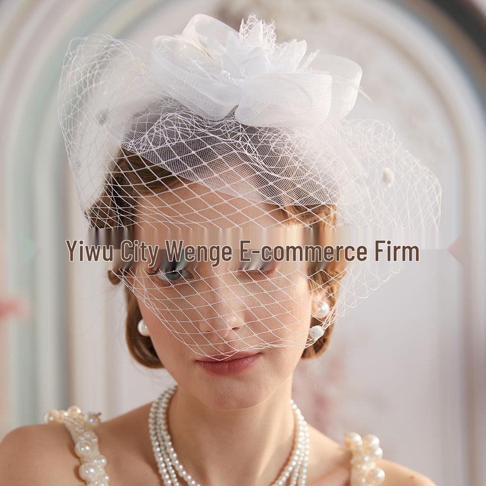 Bridal Feather & Tulle Petal Hairpiece with Veil