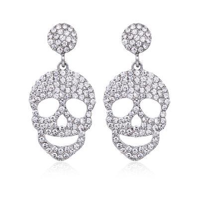 Halloween Skull Funny Ear Stud Scary CZ Dangle Earrings Heads Zircon A Holiday Party Earrings For Women Girls A Gift