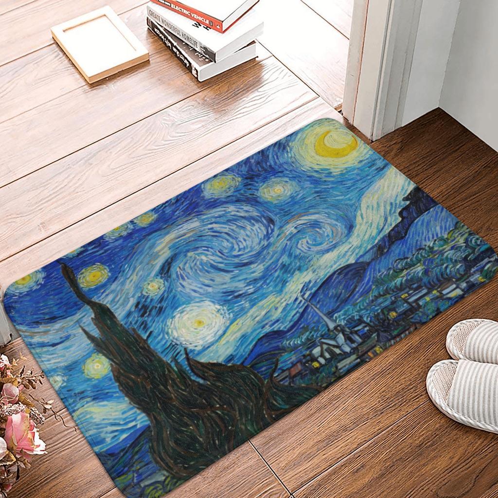Van Gogh Starry Night Doormat Anti-Slip Entrance Bathroom Kitchen Door Floor Mat Over The Rhone Garage Carpet Rug