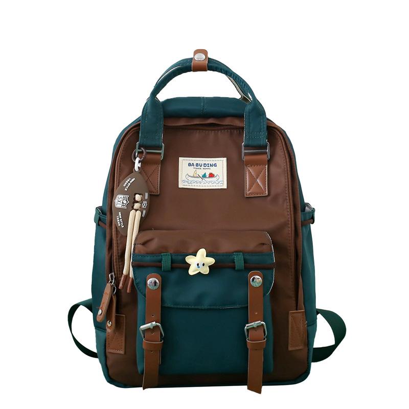 

Студенческий рюкзак с цветными блоками, женский школьный рюкзак, спортивная дорожная сумка коричневый/зелёный