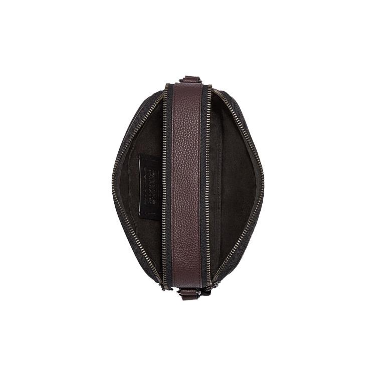 New COACH Graham Leather Camera Bag, Crossbody Bag Small Men's Black Gray C5810-QBA5F