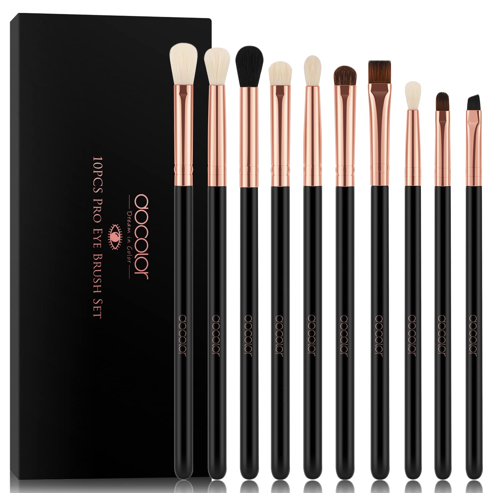 

docolor кисть для теней набор кистей для макияжа 10 штук популярная кисть для растушевки кисть для подводки глаз кисть для макияжа глаз набор кистей для макияжа с высокой пигментацией высокое качество чёрный