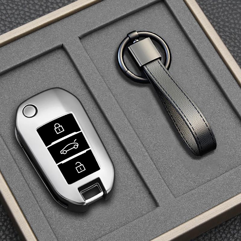 Smart Soft Tpu Auto Key Fob Chain Ring Housing Case Cover Mount 3 Button Fit For Peugeot 208 301 308 508 5008 3008 Citroen 2010