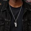 Vnox Bone Rock Hand Gesture Pendant Necklaces, Gothic Punk Music Jewelry, Men's Silver Color Stainless Steel Box Chain Necklace