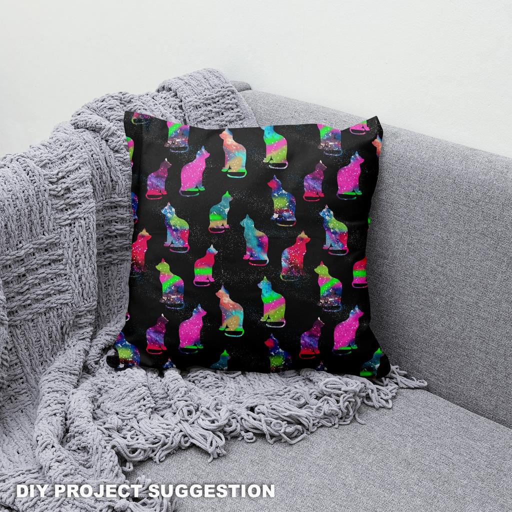 Royal Samt Stoff Polyester Zum Nähen - Motiv Galaktische Katze