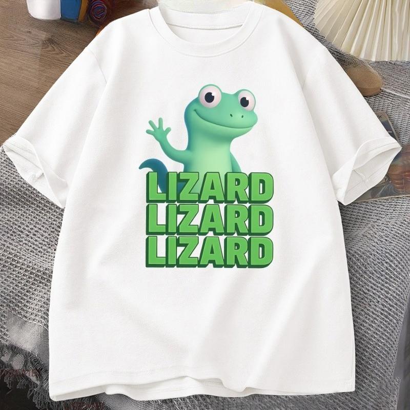 Lizard Lizard Meme TShirt for Unisex Women Funny Weirdcore Y2K Clothes Casual Loose Short Sleeve Cotton T Shirt Round Neck Tops
