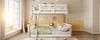 Bunk Bed, 90x200cm+140x200cm, Ladder, Bed Guard Rail, Simple Style, without Mattress, White + Natural