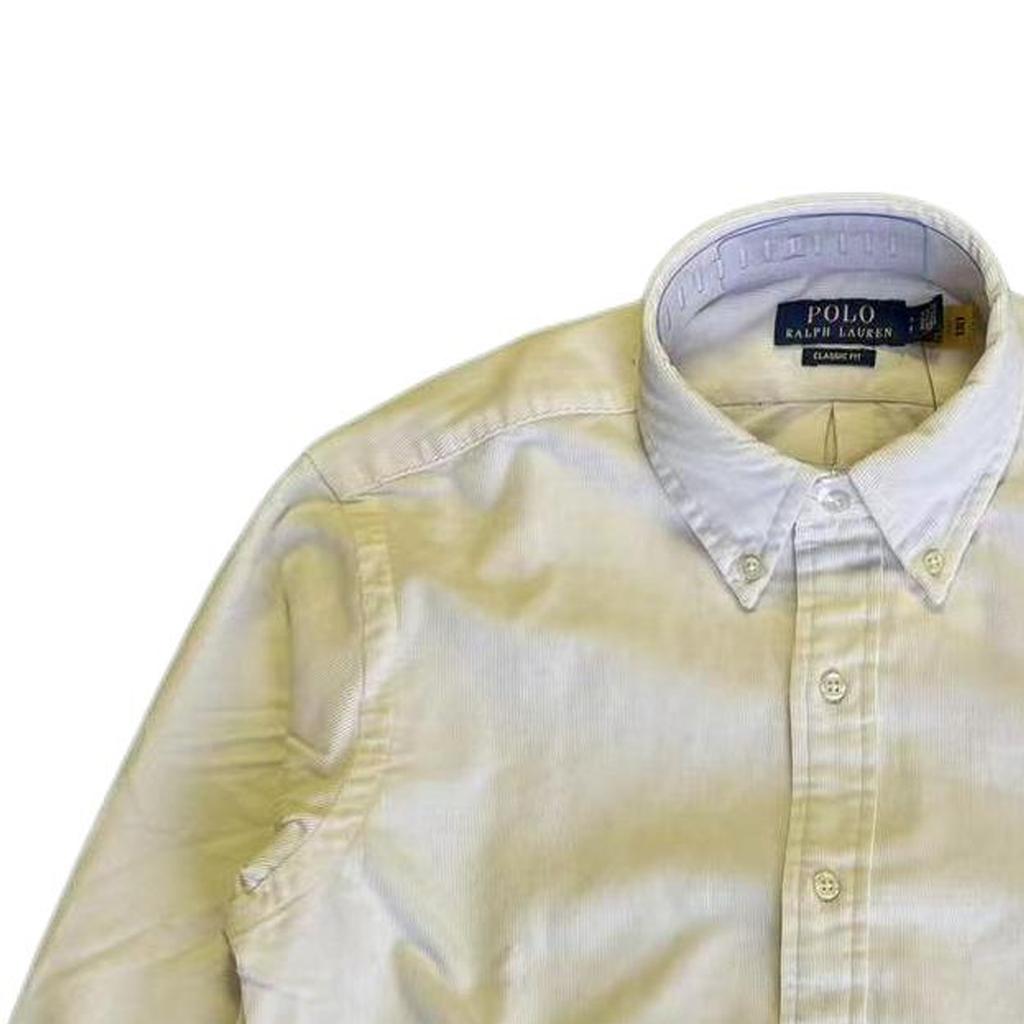 Polo Ralph Lauren Solid Color Logo Embroidered Single-Breasted Long Sleeve Shirt Men Shirts Cream 710850170-001