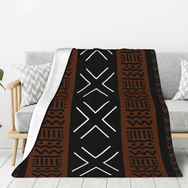 Maßgeschneiderte ultraweiche Fleece-Afrikanische Schlammtuch Bogolan Decke Warme Flanell-Stamm-Ethnisch-Böhmische Muster Decken Sofa Steppdecke