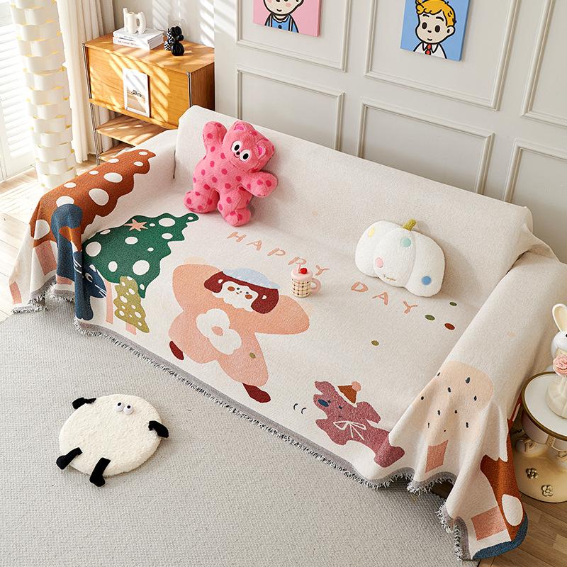 Cartoon Chenille Full Coverage Sofa Cover Universal Season Couch Protector Slipcover