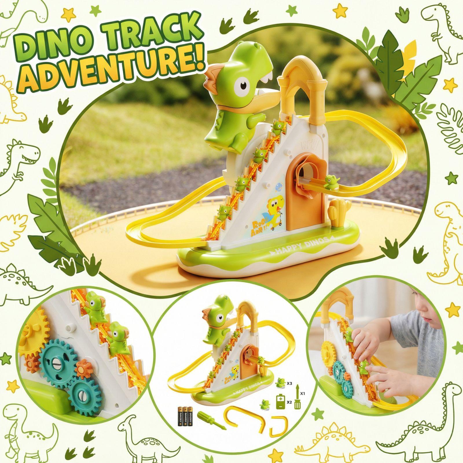 Children s Dinosaur Climbing Stairs, Children s Puzzle Electric Track, Female And Boy Toys, Sliding Slide, Playing Home one size