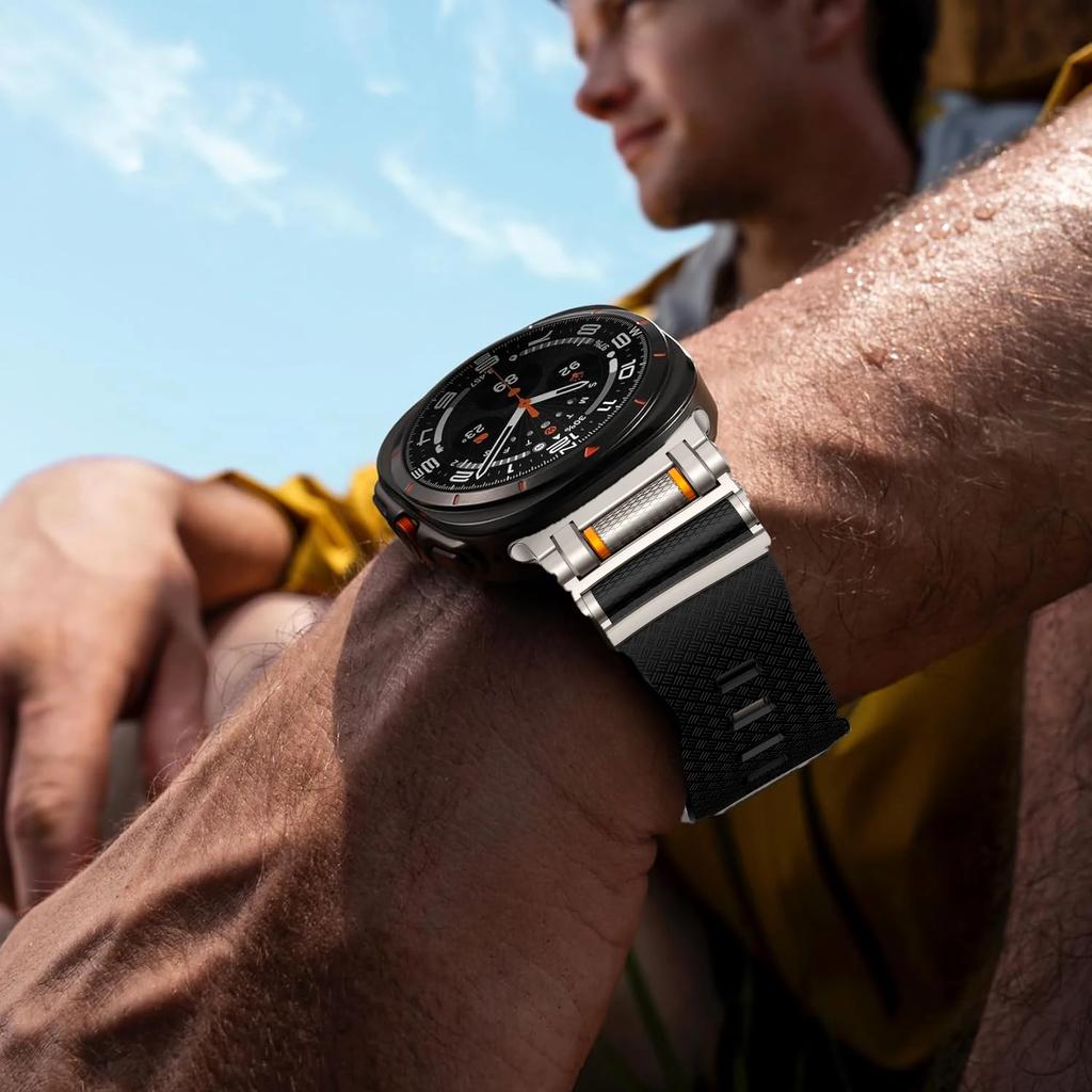 Gumový sportovní řemínek pro Samsung Galaxy Watch 7 Ultra 47mm Silikonový náramek pro Galaxy Watch Ultra 47mm Náhradní příslušenství