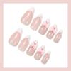 24 ks Růžový Mašle Simulace Perla Design Bílý Francouzský Akryl Krátký Press-On Nehty Sada, Pro Ženy A Dívky Denní Nošení A Večírek, Potřeby Pro Nail Art
