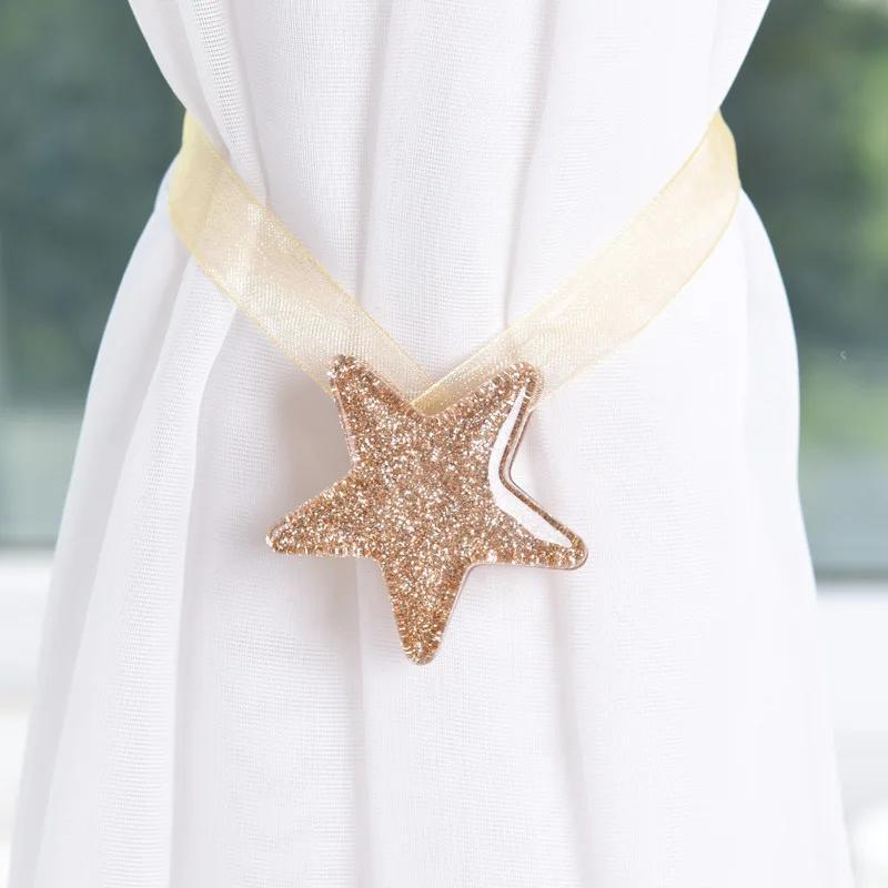 1Pc Magnetic Pentagram Curtain Tie Rope Tieback Accessoires Backs Holdbacks Buckle Clips Holder Home Decor Curtain Ring
