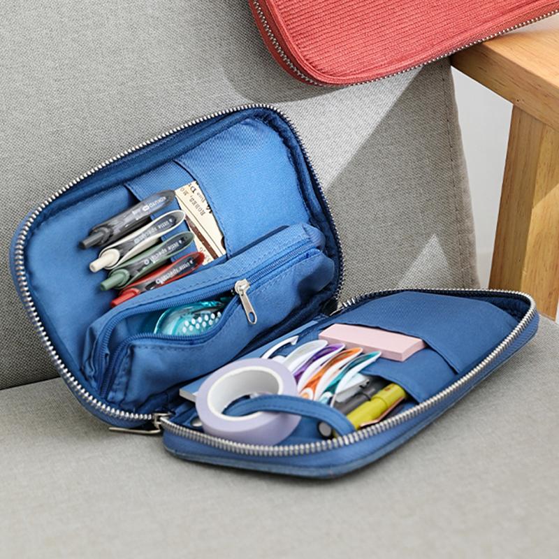 1Pcs Multifunctional Pencil Case Student Plate Tray Box Corduroy Pencil Box Large Capacity Cute Creative Multi Functional Storage Box