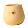 Cute Flower Pot Ceramic Cartoon Chick Planter Succulent Pot for Indoor Outdoor Home Garden Decoration Yellow Egg Shape
