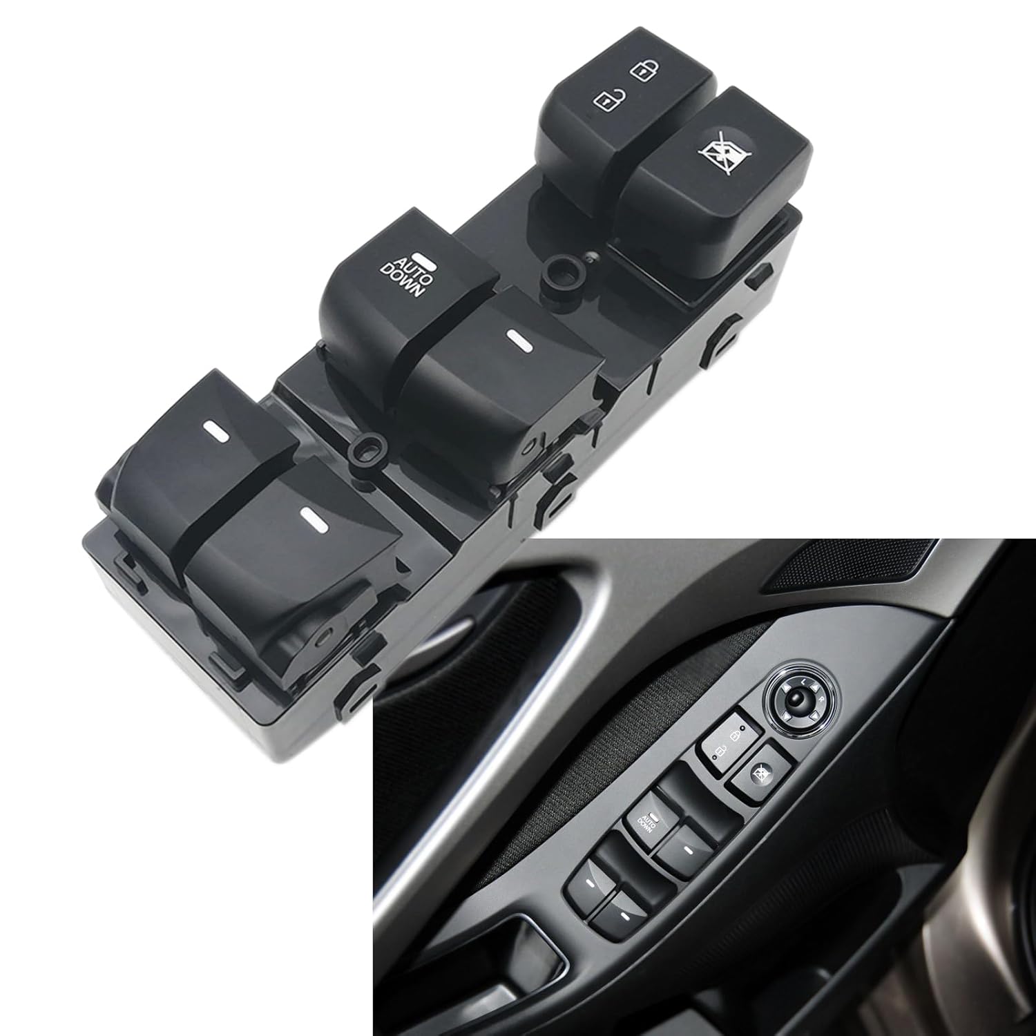 93570-3X000RY 93570-3X000 Power Window Master Switch Compatible with Hyundai Elantra 2011-2015 1.8L 2.0L, Front Driver Side Only AUTO Down Button