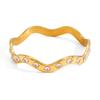 Uworld Classic Wavy Curve Bracelet With White Round Zircon Waterproof Jewelry Women 18K PVD Plated Stainless Steel Bracelets