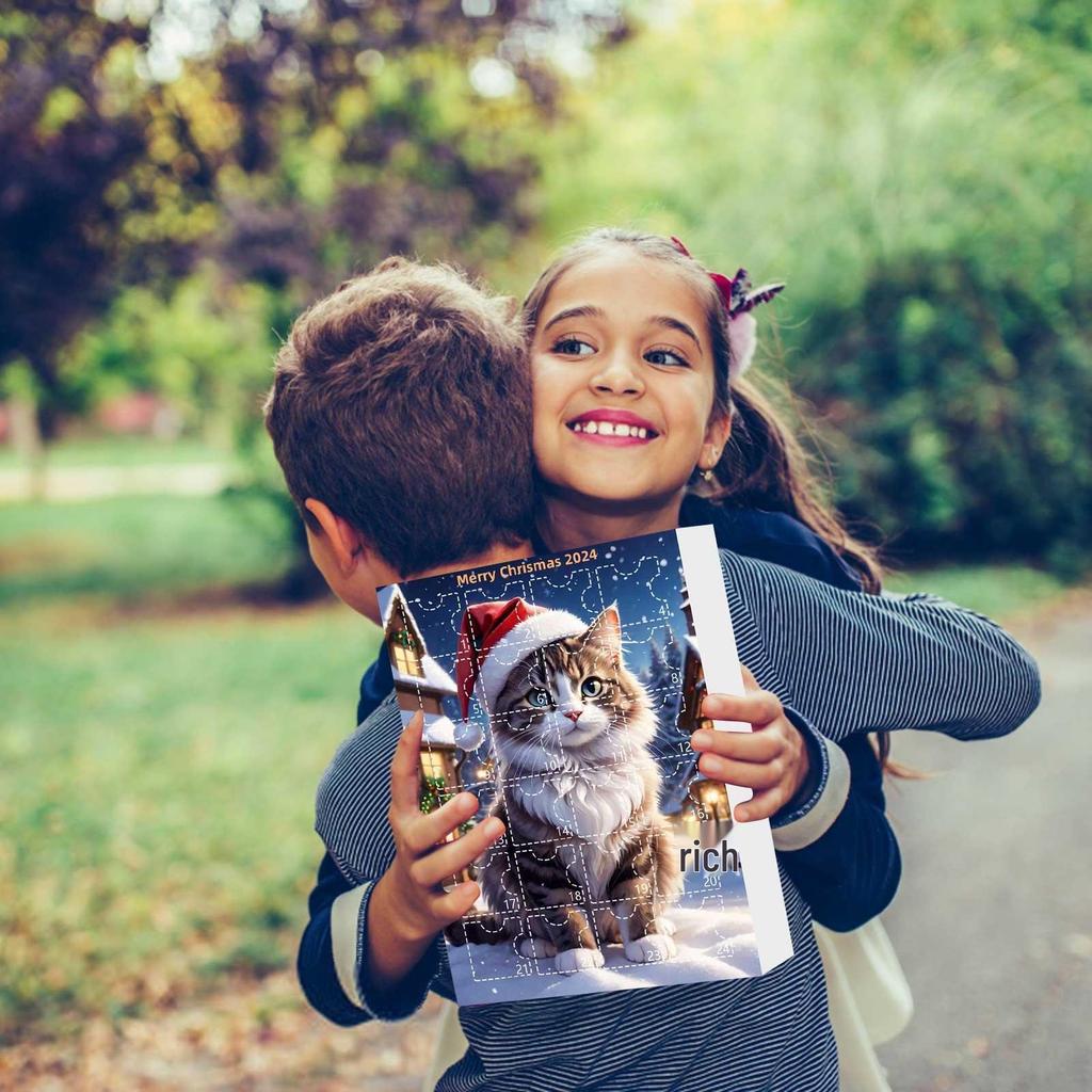 Niedliches Kätzchen Weihnachts-Countdown Acryl Anhänger & Baumschmuck