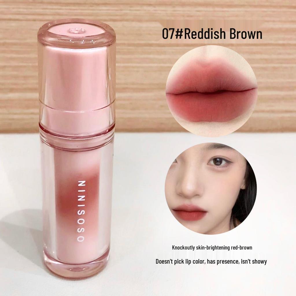 NINISOSO Tulle Mist Dot Soft Matte Lip Glaze - Pigmented Low Saturation Summer Light Makeup Lip Mud.