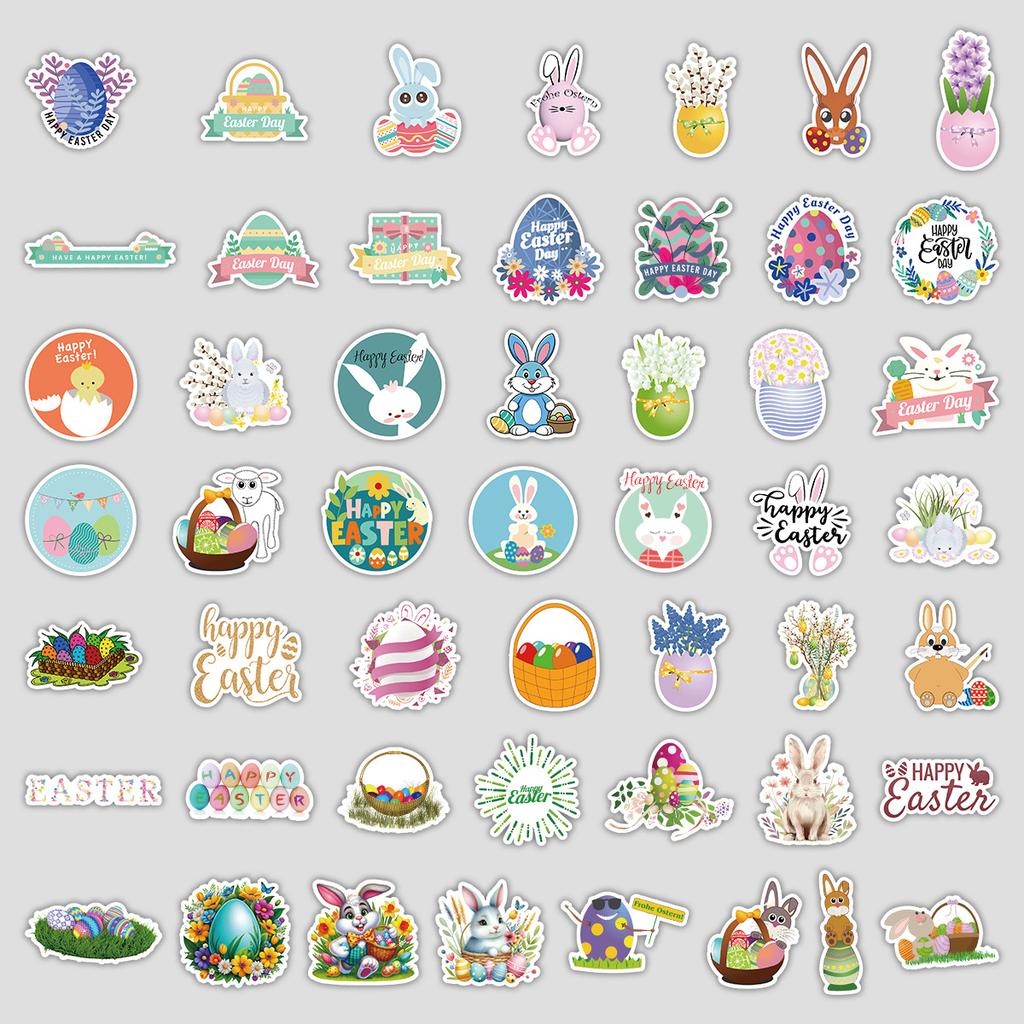 50 Sheets of Nordic Easter Graffiti Stickers, Water Cups, Luggage, Waterproof Decorative Stickers, Creative Festival Stickers