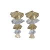 111 Silver Needle Cold Wind Ginkgo Biloba Earrings Women's European and American Exaggerated Long Metal Fringed Earrings Design Earrings