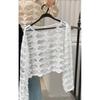 Summer New Arrival Women's Crochet Cut Out Knitwear Sun Protective Blouse Unique Chic Sexy Sexy Short Tops