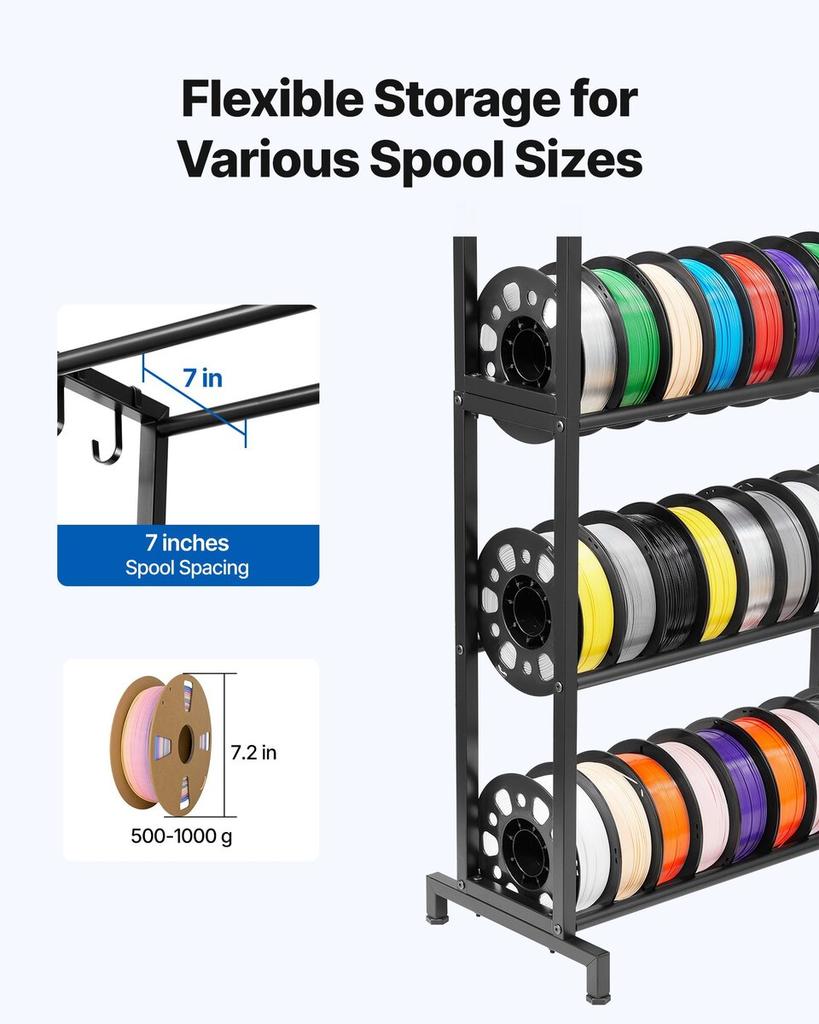 3D Printer Filament Storage Rack, 5 Tier Heavy Duty Storage Shelves for 3D Printing Filaments, Filament Spool Holders Racks for 3D Printing Studio,