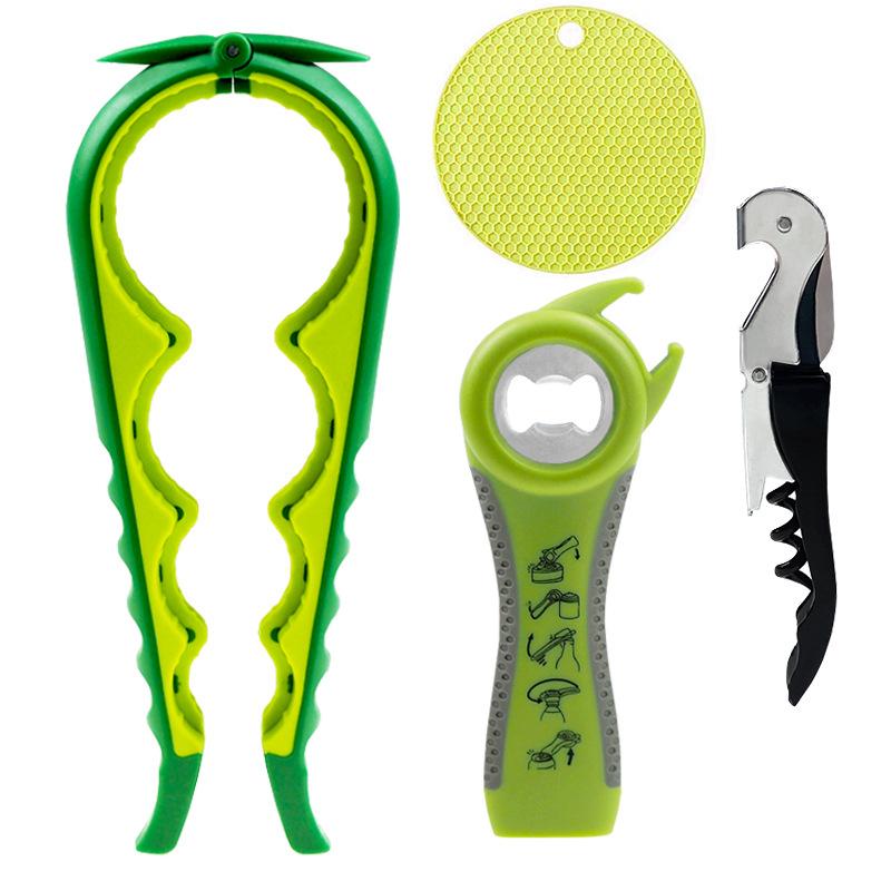 4 Stück Upgrade-Glasöffner, Multifunktions-Flaschenöffner, Korkenzieheröffner für schwache Hände, Arthritis, ältere Kinder