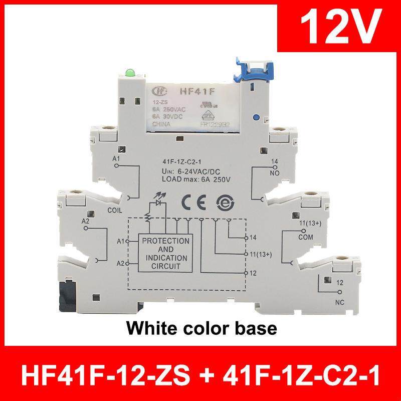 6A 1CO Relay 41F-5-ZS 41F-12-ZS 41F-24-ZS 5V 12V 24V DIN Mount with LED High Frequen Utra-thin Slim/SSR Relay