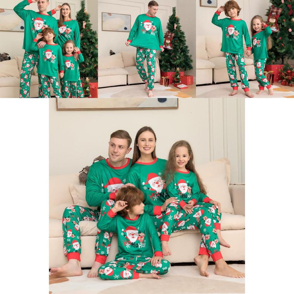 Festive Christmas Family Pajama Set Adorable Santa Print Soft Fabric For Everyone