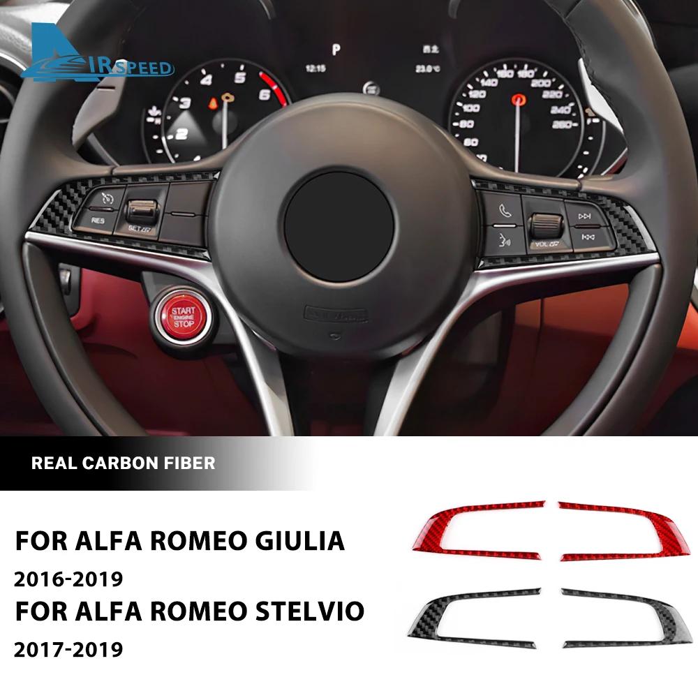 Real Soft Carbon Fiber Sticker For Alfa Romeo Giulia 952 Stelvio 949 2017 2018 2019 LHD RHD Car Steering Wheel Button Frame Trim