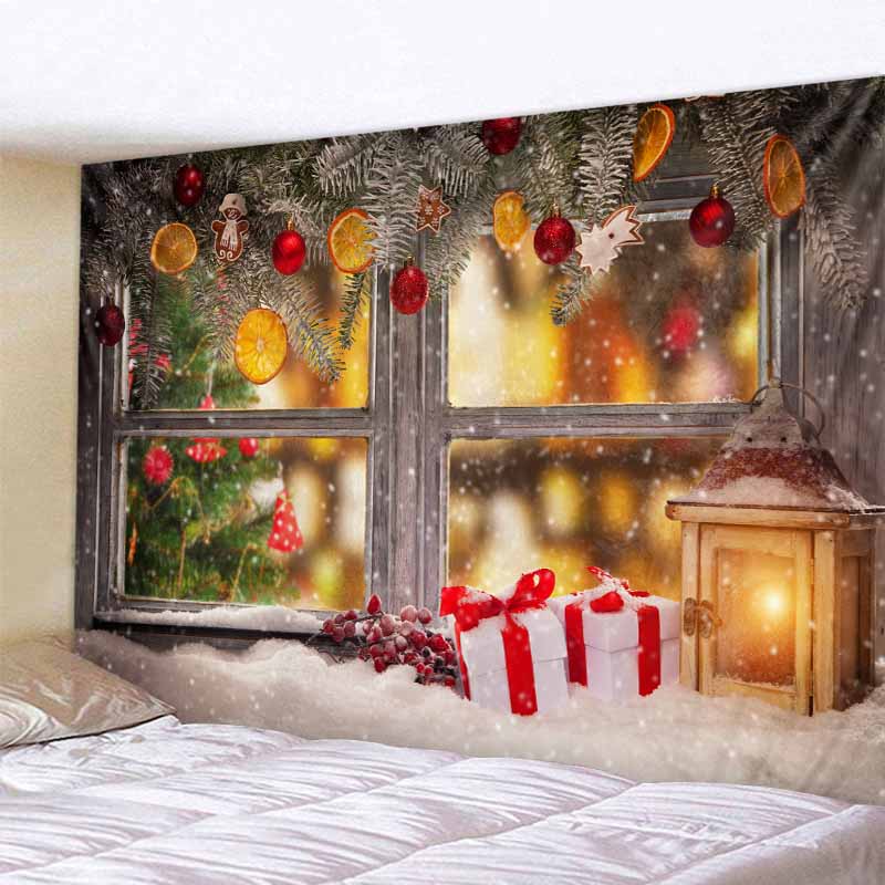 Weihnachtsdekoration, Wandteppich, Weihnachtsmann, Schneeszene, Wandbehang, Hippie-Fantasieszene, Hintergrund, Stoff, Böhmen, Heimdekoration