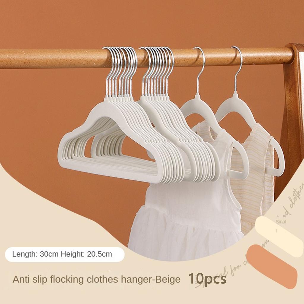 10/20Pcs Plastic Flocked Hangers, Children's Hangers, Non-Slip Shoulder-Protecting Small Hangers, Do Not Bulge, Do Not Damage Clothes