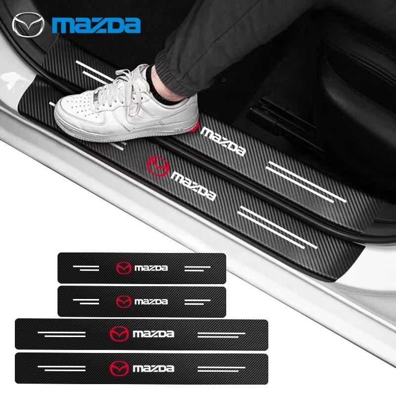 4 stuks Koolstofvezel Auto Drempel Bescherming Sticker Kofferbak Krasbestendig voor Mazda 3 CX3 CX4 CX5 CX7 CX8 CX9 CX30 RX7 Atenza Axela