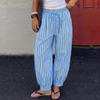 Women’s Loose Fit Casual Pants with Drawstring Waist Wide Leg Design Striped Print Lightweight Relaxed Style for Daily Wear