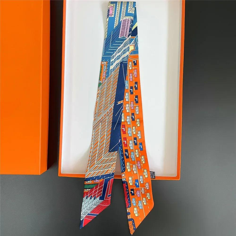 Long Lady Bag Silk Scarf Skinny Neck Hair Scarfs For Women Band Headwear Handbag Tie Ribbons  New Handle Wraps Summer