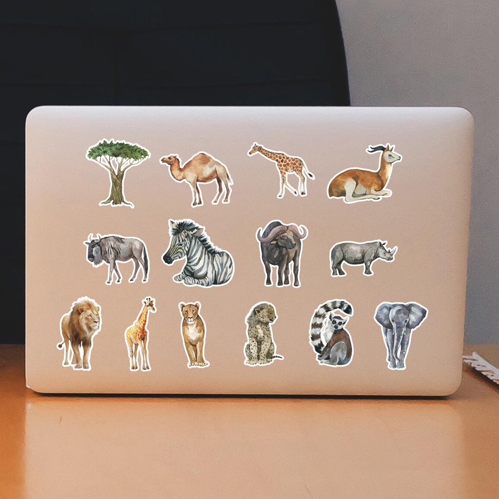 50 African Watercolor Animal Stickers Computer Mobile Phone Decoration Stickers Waterproof Creative Children Cartoon Stickers