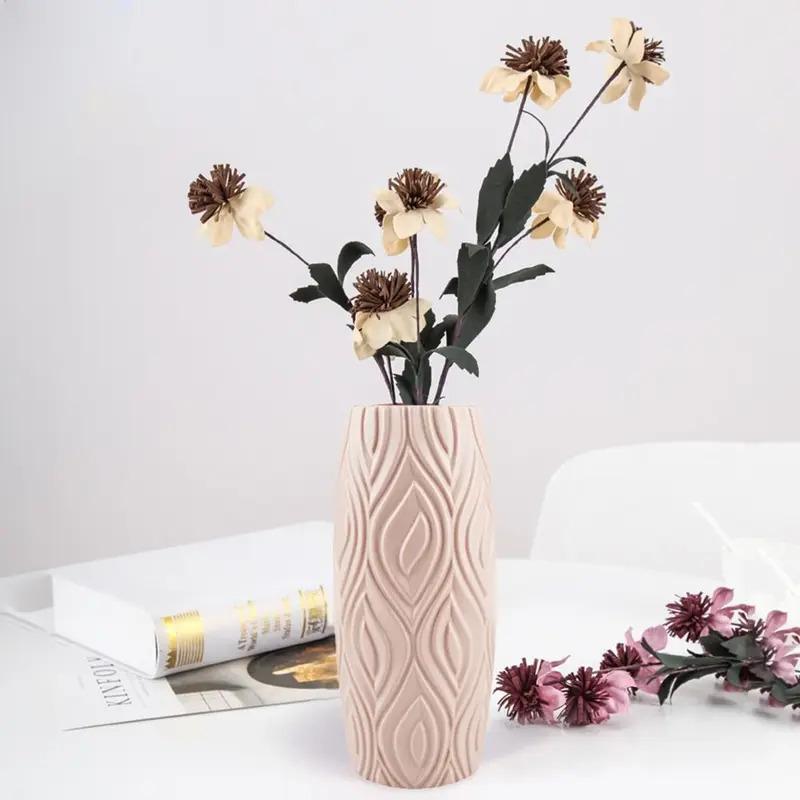Nordic Shatterproof Imitation Glaze Vase, High Quality Plastic Flower Vase for Arrangement, Modern Home Decor Plant Pot Basket
