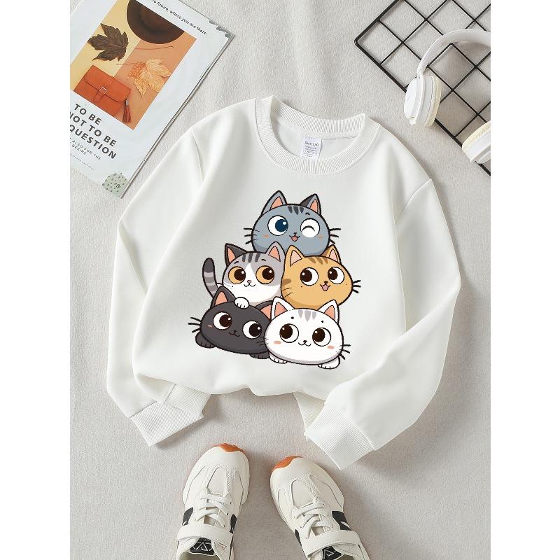 Kids Sweatshirt Casual Sweatshirt Printed Round Neck Pullover, Featuring Animal Prints, Autumn and Winter ,Comfortable Warm Fashion Printed Top