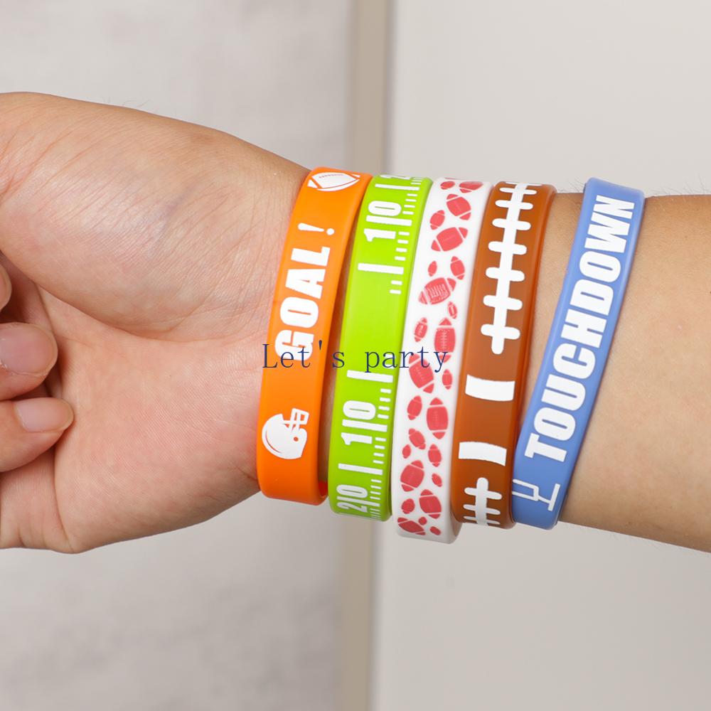 10Pz Braccialetti in Silicone a Tema Porta da Rugby Sportiva Braccialetto per Squadra di Gioco per Bambini Festa di Compleanno Ragazzo Gadget Borsa Regalo Riempimento Pignatta