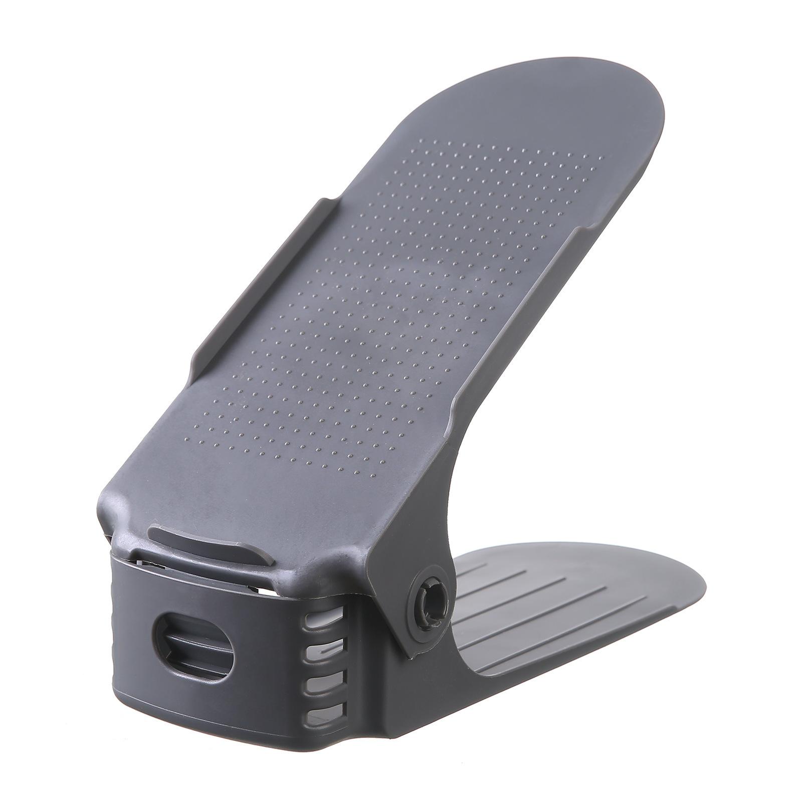 

2 шт. Регулируемый органайзер для обуви, полка для обуви, слот для поддержки обуви, экономящий место, шкаф, подставка для хранения обуви темно-серого